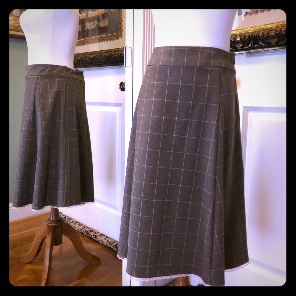 Long skirt with pink lace designs on the bottom